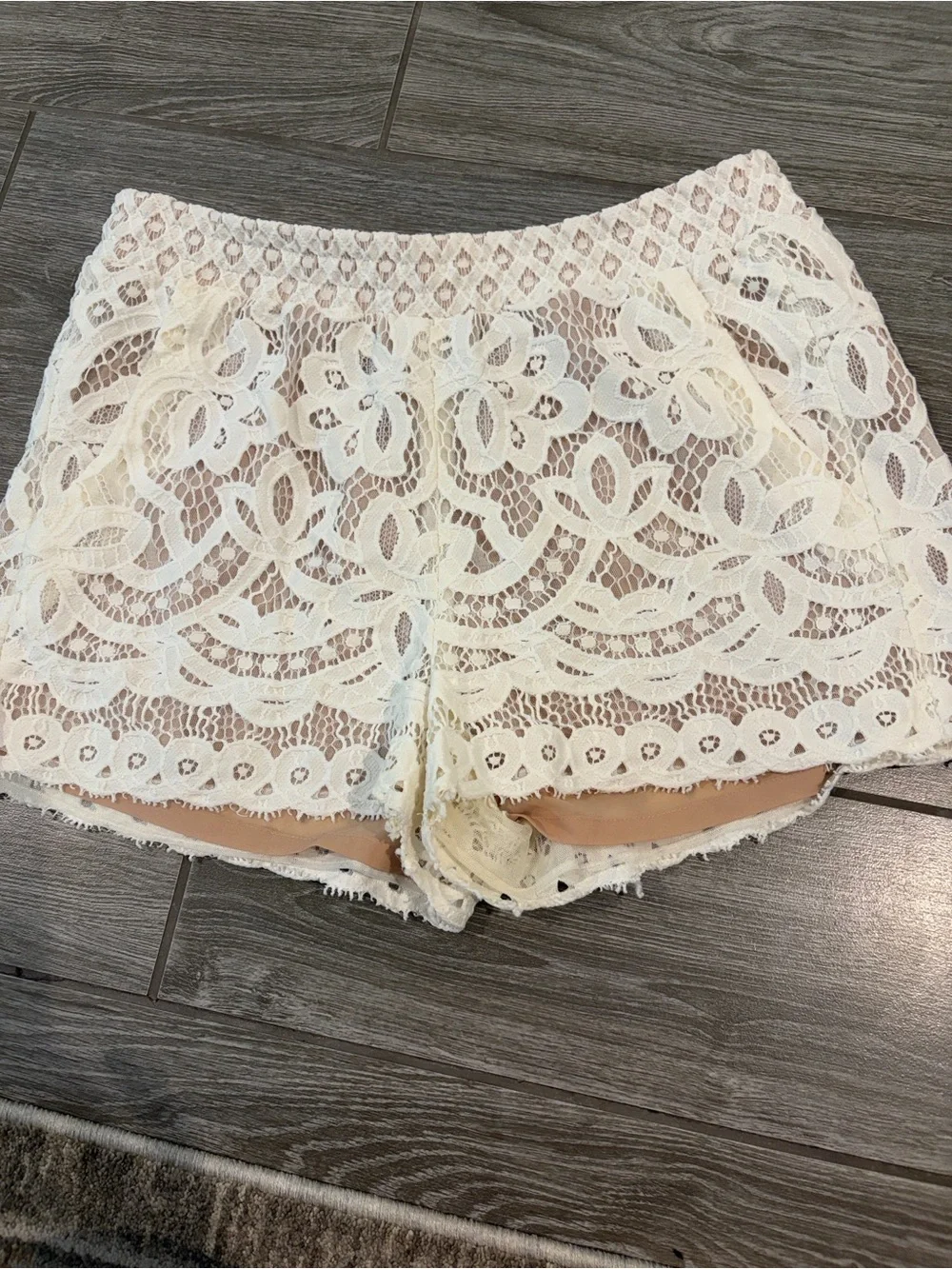 BCBGMaxAzria White High-Waist Crochet Lace Shorts